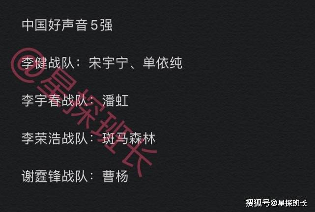 《好声音》决赛五强:三个关系户一个背景硬