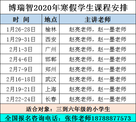经验教程|博瑞智2020年 小学生潜能训练营最新课程安排表