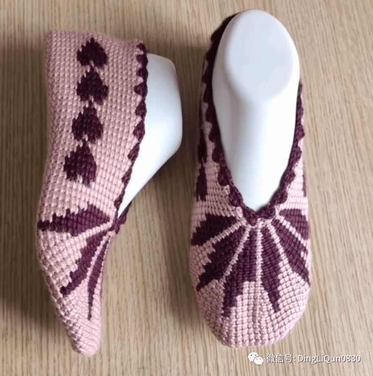 针织作品70款突尼斯编织的一片式家居地板鞋子