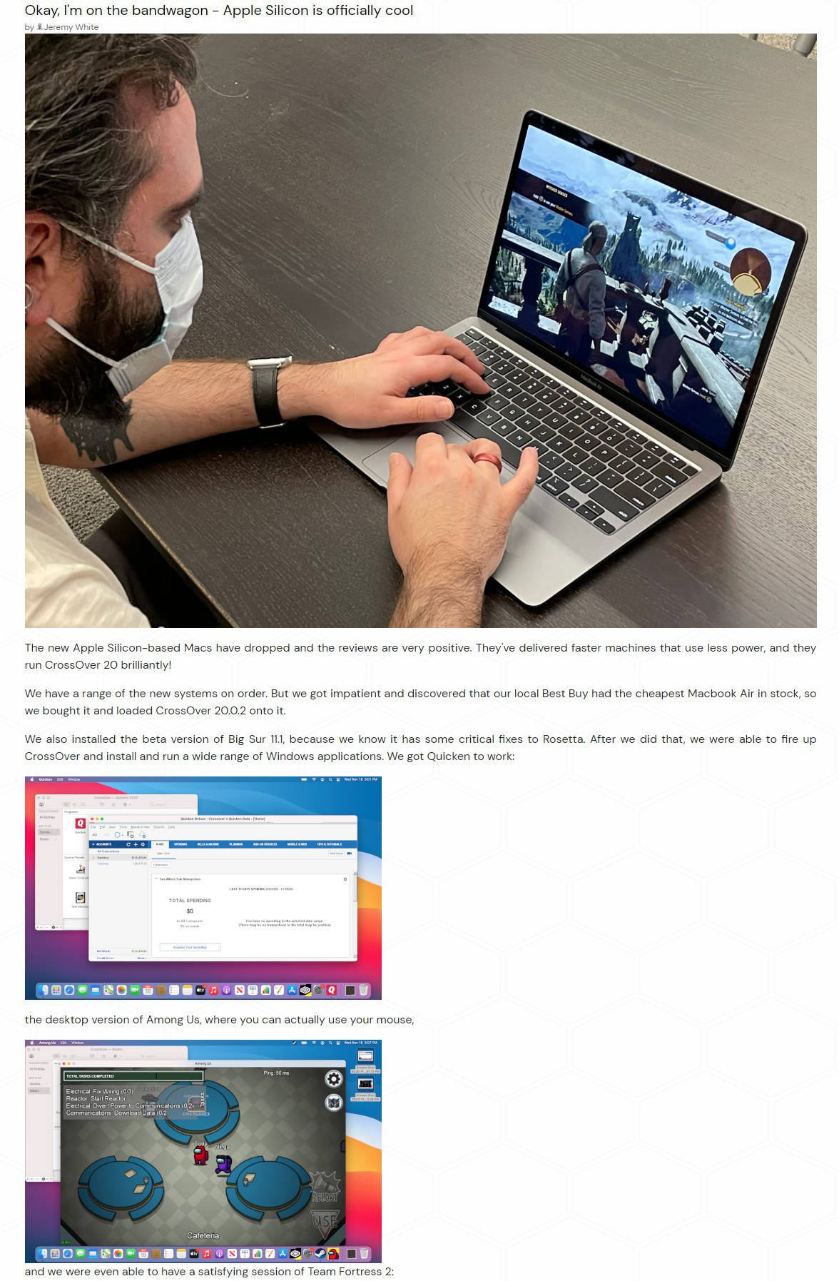 成功|双重套娃，苹果M1版MacBook成功运行Windows游戏