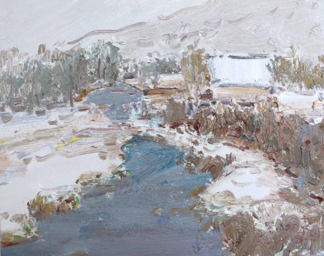 素心若雪:乡村雪景 30×40cm 布面油画
