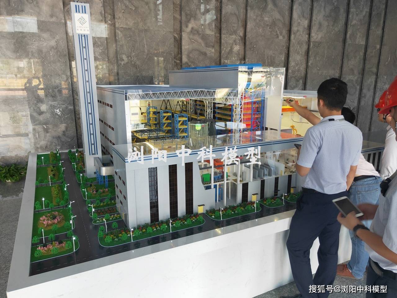 垃圾发电厂厂区沙盘模型,垃圾发电机组工艺流程模型