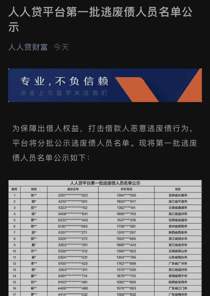人人贷催收提速,公示第一批逃废债名单_手机搜狐网