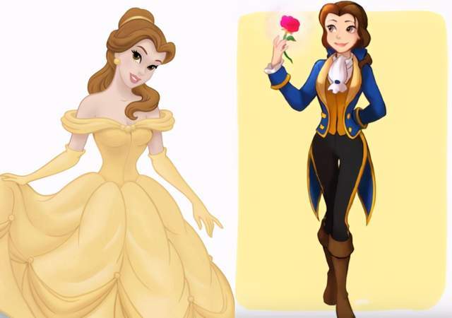 原创当迪士尼公主换上王子的衣服,贝儿公主好优雅,木兰没啥变化