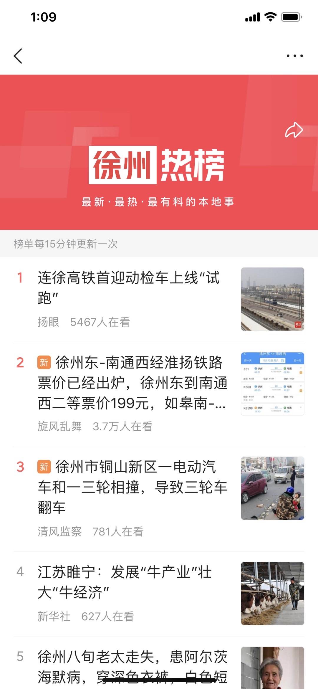 清风监察头条号荣登徐州市热榜，排名第三！