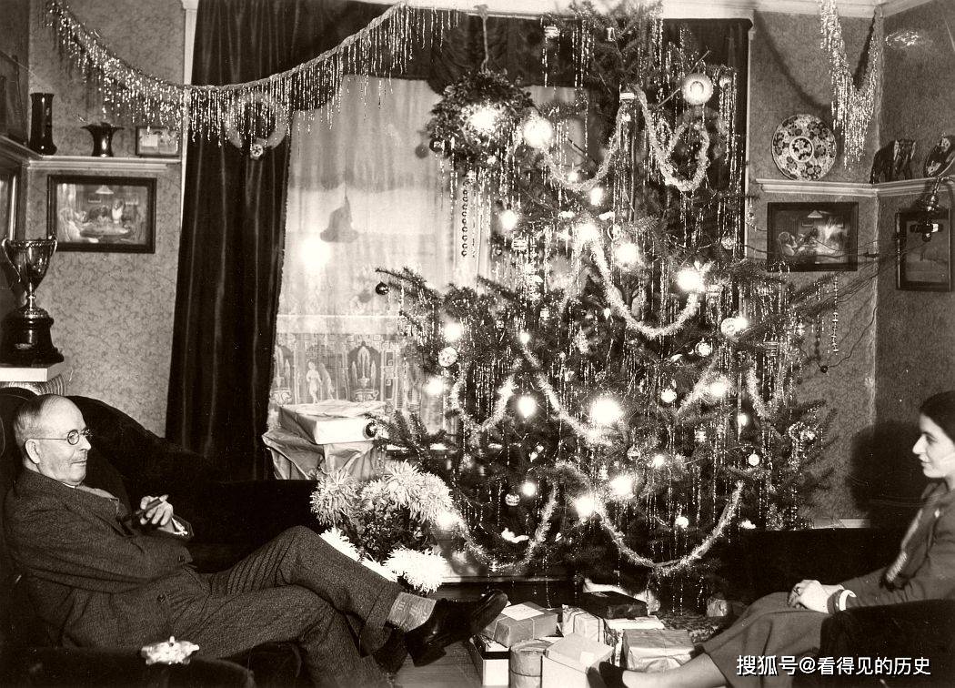 老照片过去那些美国的圣诞树还挺讲究的_搜狐网
