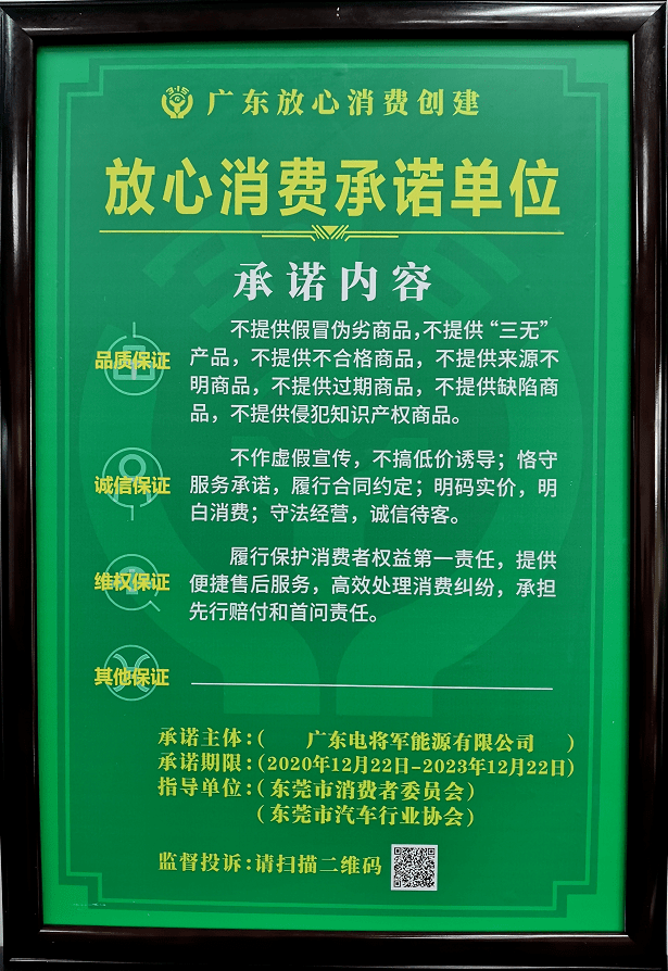 诚信为本,让消费者放心!电将军再获汽车行业协会认可!