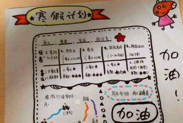 小学生"寒假计划表"火了,从早到晚满满当当,网友:魔鬼寒假