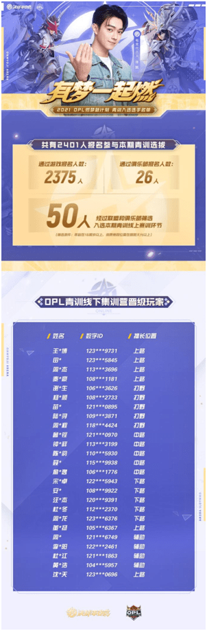 职业|燃梦新计划！OPL青训招募计划火热开启