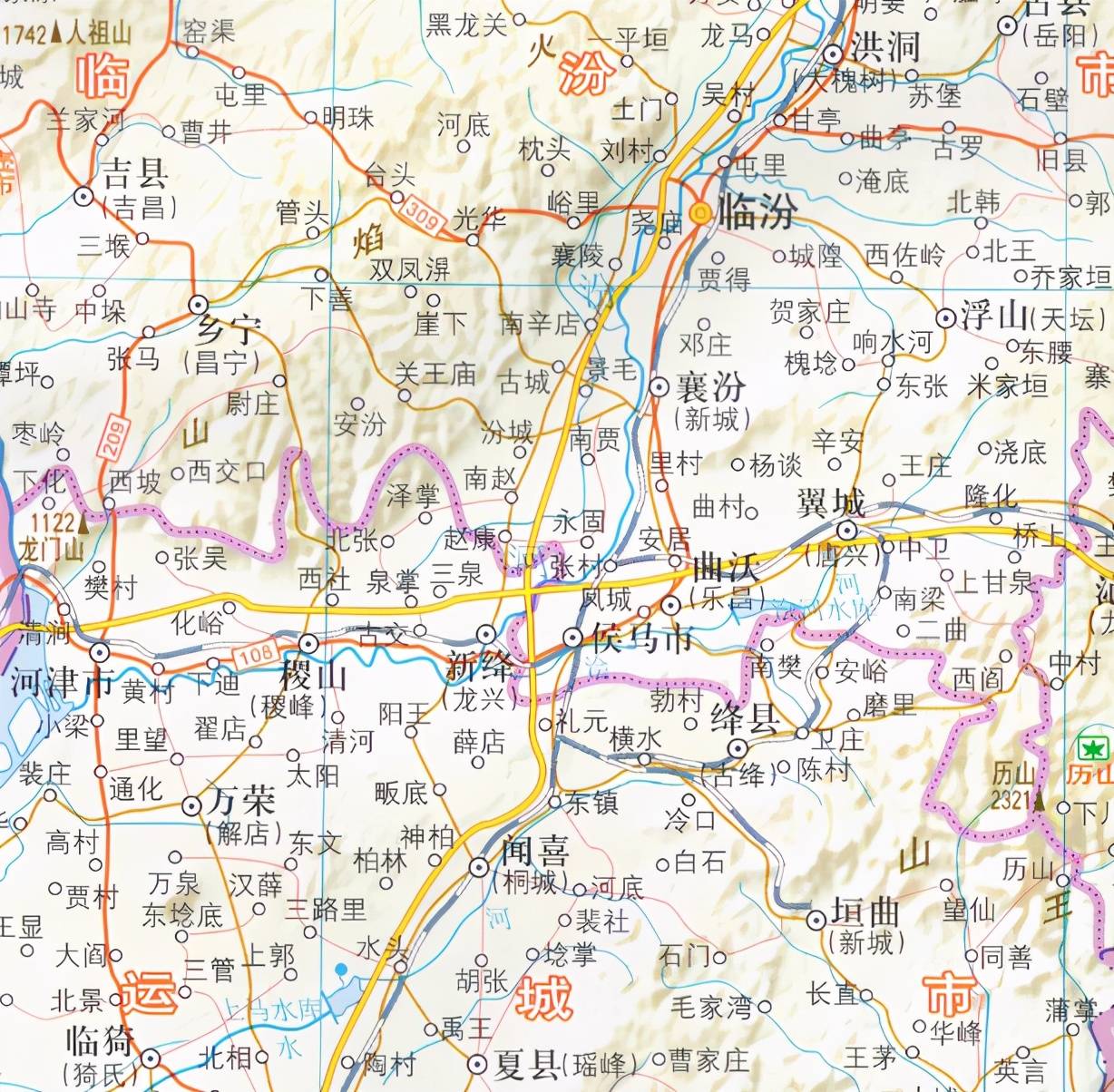 在绛山周围今天的山西省运城市的新绛,绛县和临汾市的曲沃县,侯马市