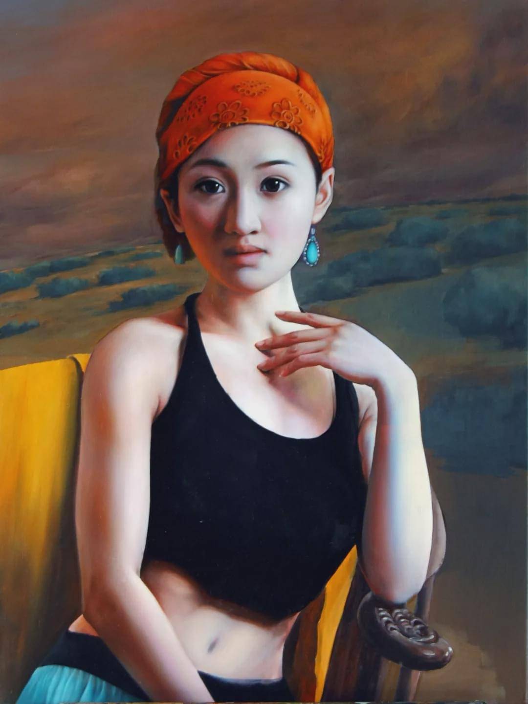 中国油画美丽的少女