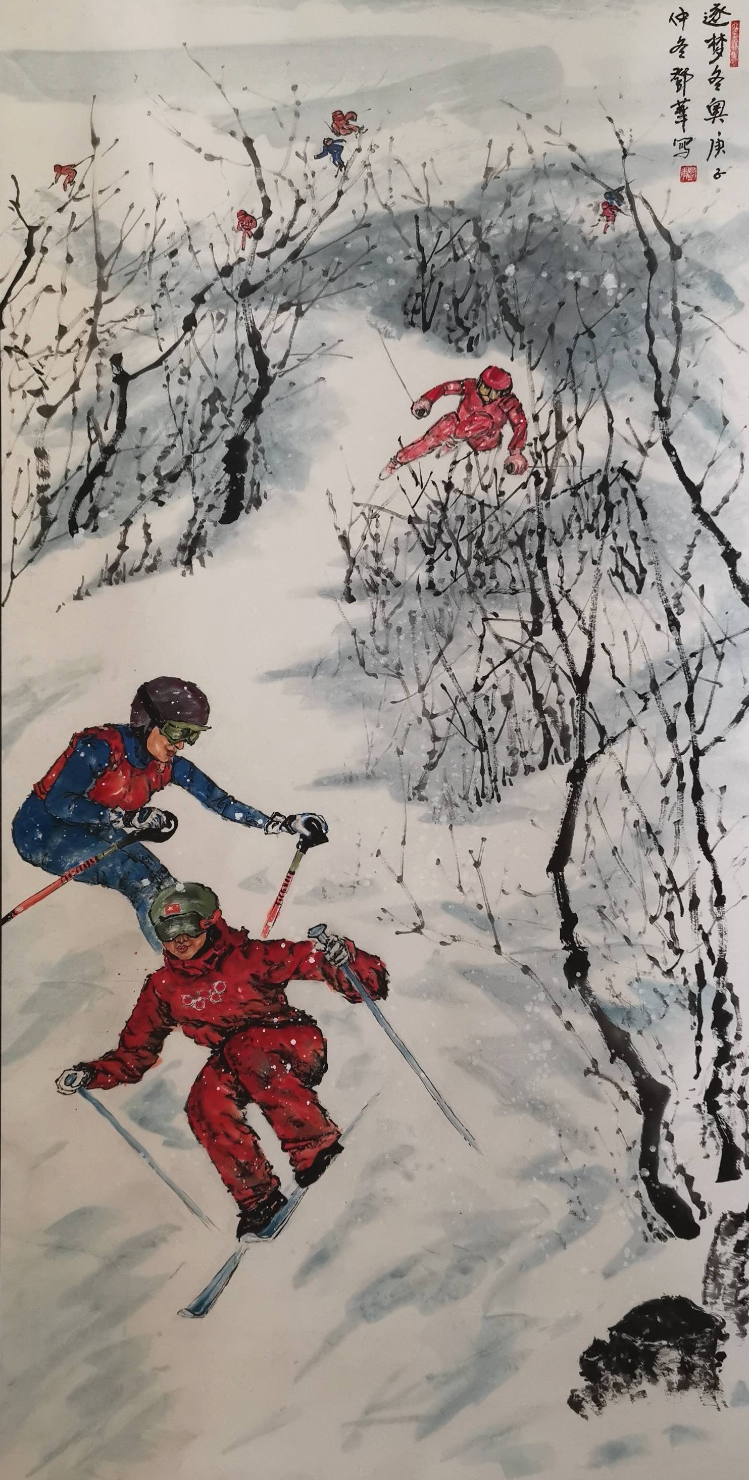 冰雪画艺术家的创作热情,宣传北京冬奥,会鼓舞一大批冰雪运动爱好者去