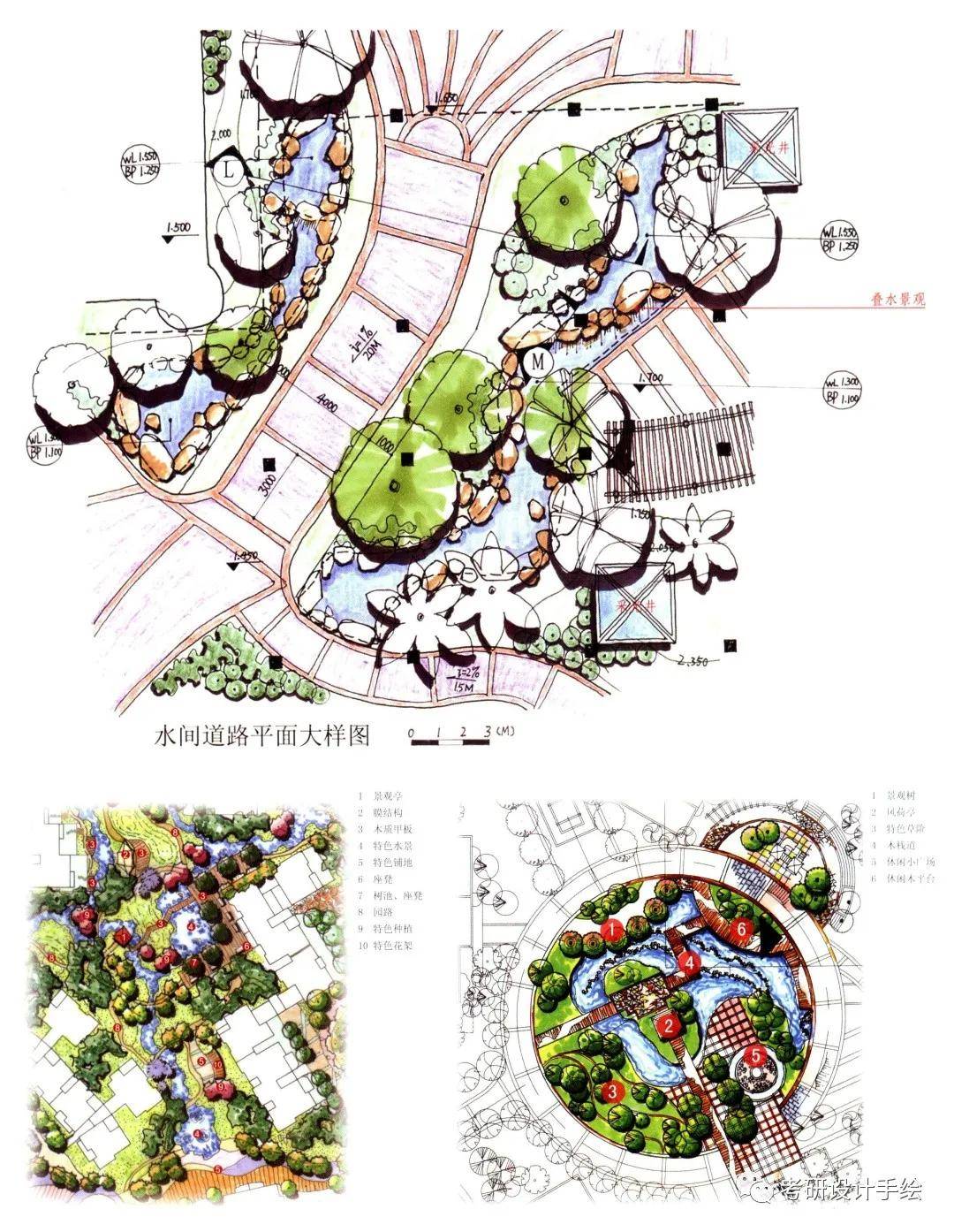 设计平面图例2居住区景观设计平面图例1最后马克笔徒手手绘完成上色