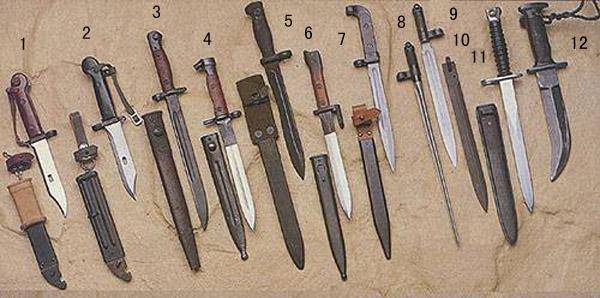 19世纪前装枪上配用的各种刺刀