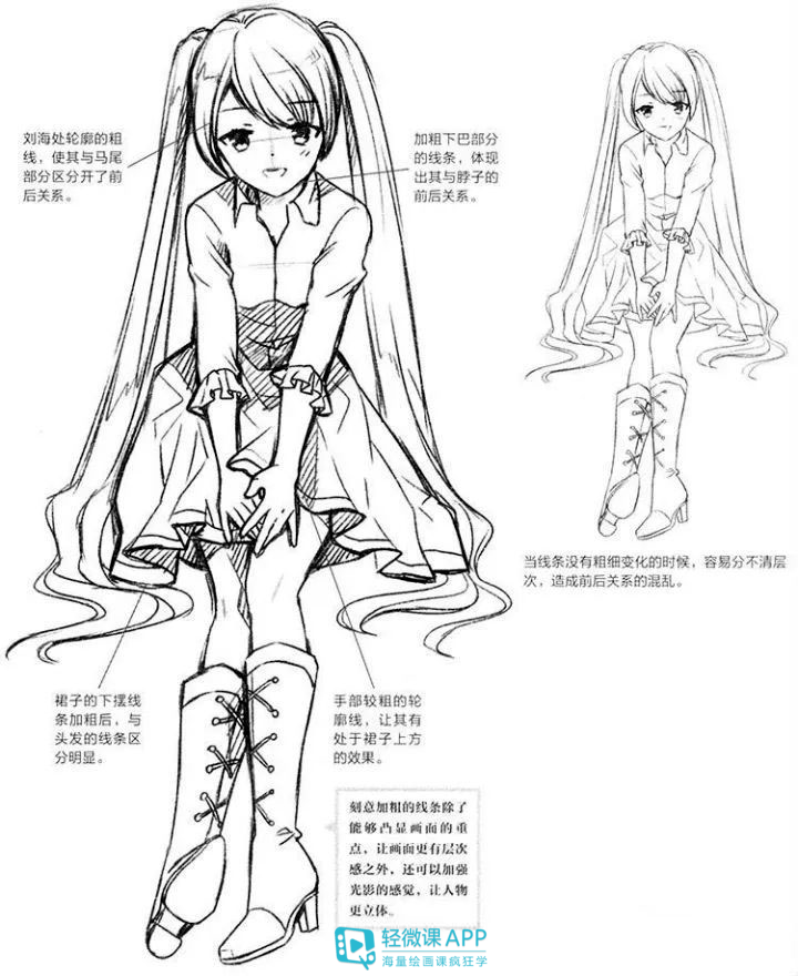 动漫人体线稿绘画技巧_线条