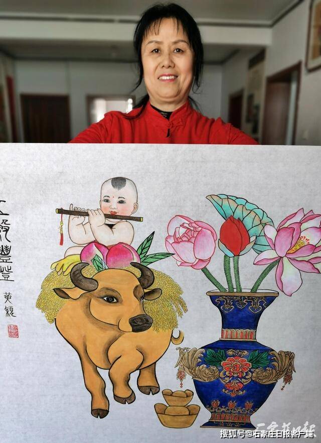 手绘年画迎新春 "牛"转乾坤好运来