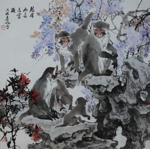 顾青蛟神威 68x68cm 顾青蛟如松之盛 131x188cm 顾青蛟清远登高纵览历