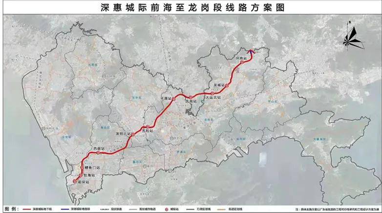 (深惠城轨 深圳段线路图)