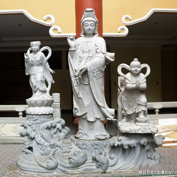 观音童子石雕图片大全