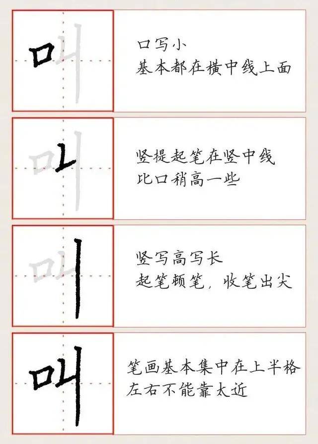 硬笔书法偏旁基本书写教程口字旁