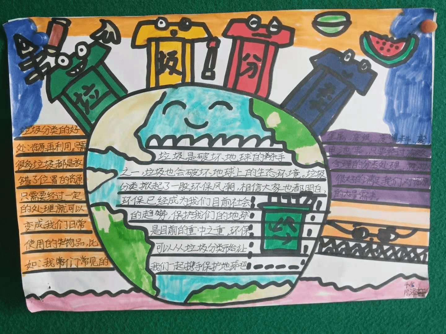 学生绘制的垃圾分类画报