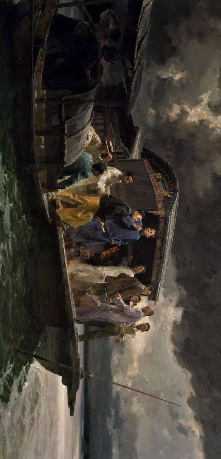 历史,从这里启航:油画《启航》里的中共一大故事和"红船精神"_何红