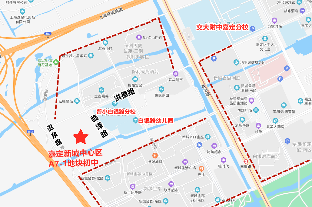 北至洪德路东至临泽路,南至黄龙港位于嘉定新城中心区嘉定新城a7-1