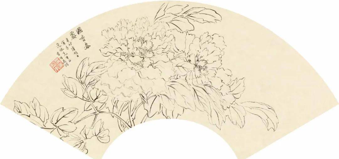 陆抑非扇面白描粉本 花卉