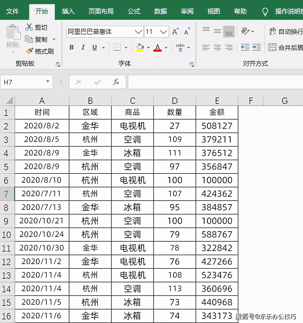 举一个工作中的例子来说明,下表是某公司的销售流水数据