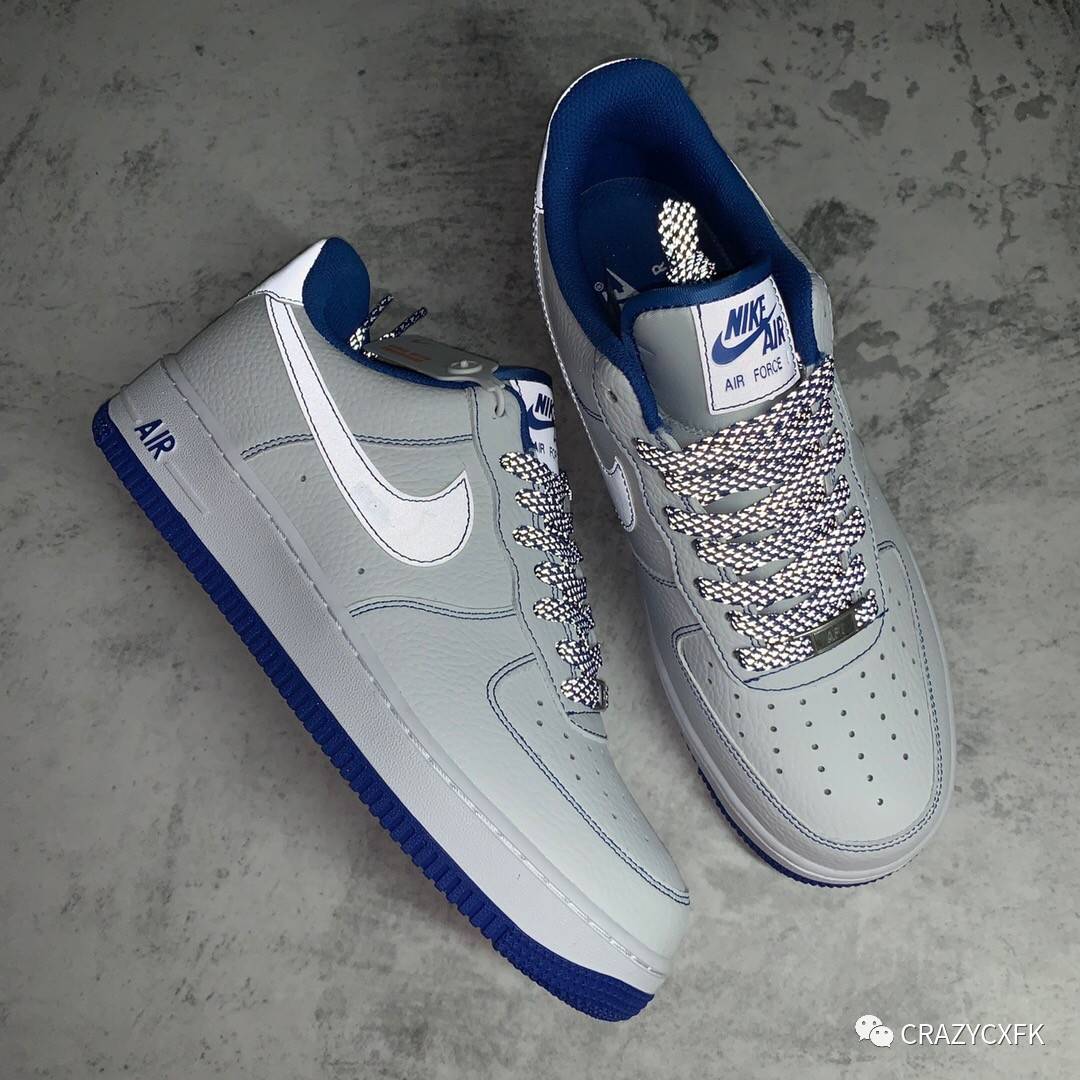 耐克nike air force 1 low 空军一号蓝白画笔低帮板鞋