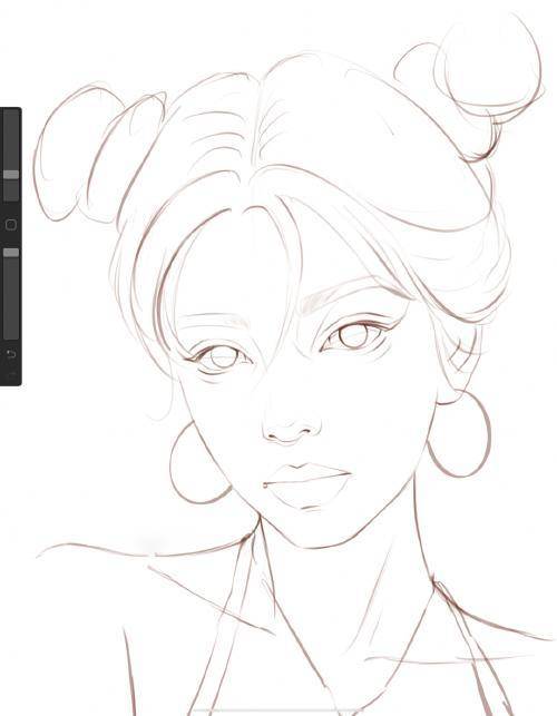 人像插画~丸子头的酷酷少女_头发