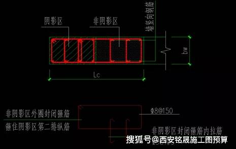 剪力墙底部层受力较大,为了防止底部楼层暗柱不被顶凸出,要加强墙身