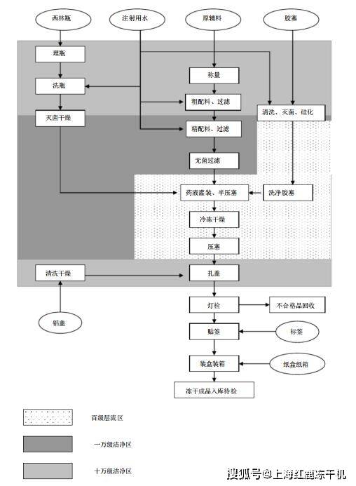 冻干粉针剂生产工艺流程图