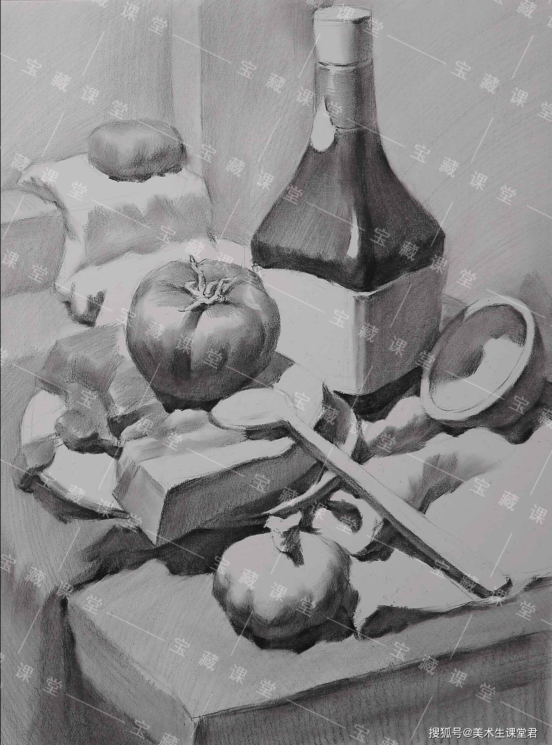 山东联考素描静物组合训练课程分享(附视频) 宝藏美术网校