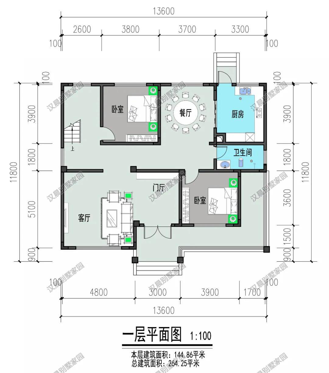 14米x14米农村自建房图,14米乘14米房屋设计图 农村自建房两层更实用,面宽14米带入户连廊看不一样的