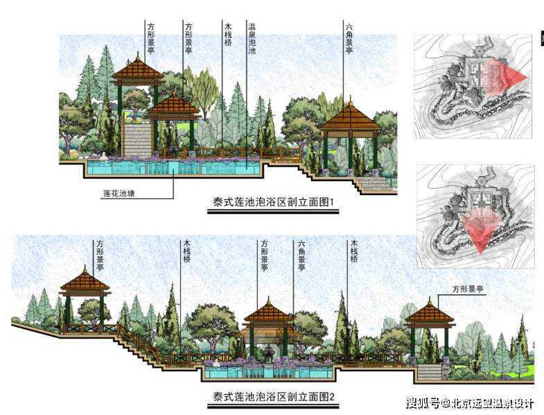 景观按标高分为五个平台,从入口至出口渐次抬高.
