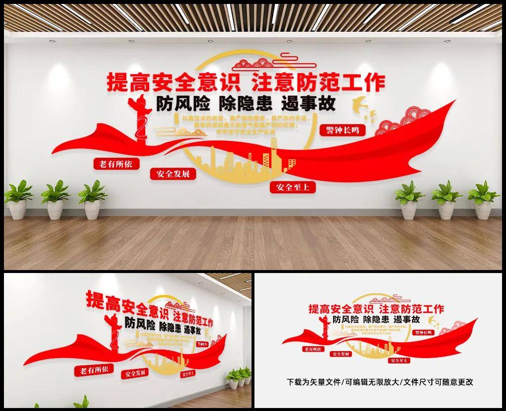 安全生产文化墙防风险除隐患遏事故警钟长鸣生命至上工地安全意识背景