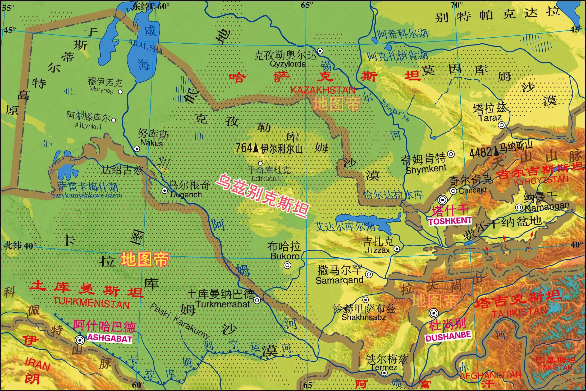 原创中亚五国,为何都把首都放在边境线附近?