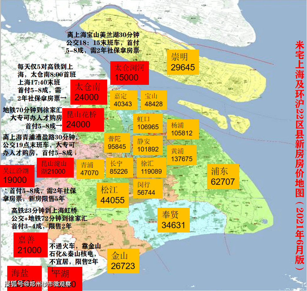 原创首发!上海及环沪30区县276板块 江浙沪25市房价地图(2021年6月)