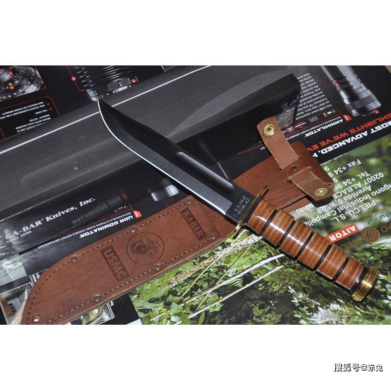 美国卡巴ka-bar 1215 usmc镀金典藏版陆战队用刀-平刃