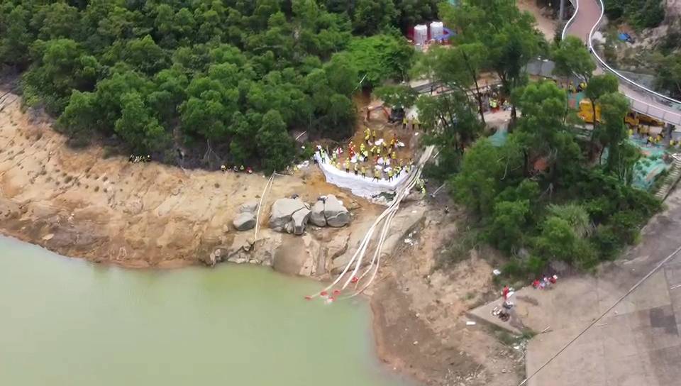 现场直击珠海石景山隧道透水事故航拍图曝光吉大水库水量