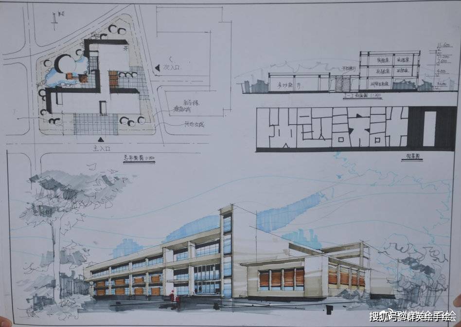 厦门大学建筑,城规考研手绘501概念性快速建筑设计辅导课-群英绘手绘