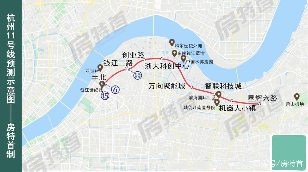 于民祥路站,终至垦辉六路站,主要沿民祥路,纬二路,水博大道,钱江二路