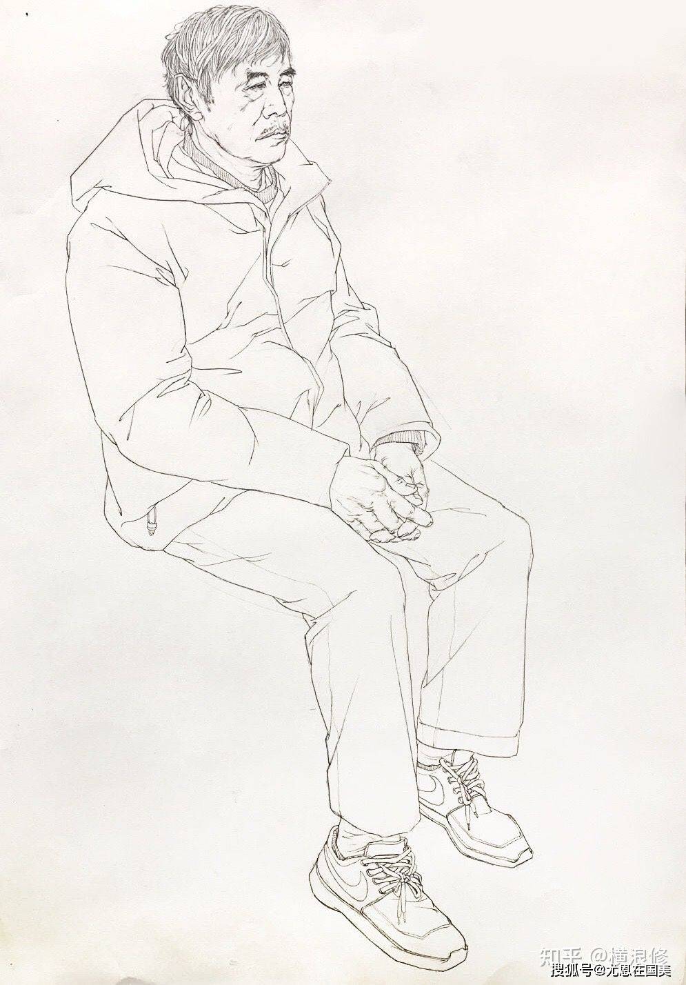 中国美院考研140分线性素描全身像试卷
