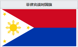 菲律宾历史上曾经使用战时国旗的时期包括菲美战争,第二次世界大战,柯