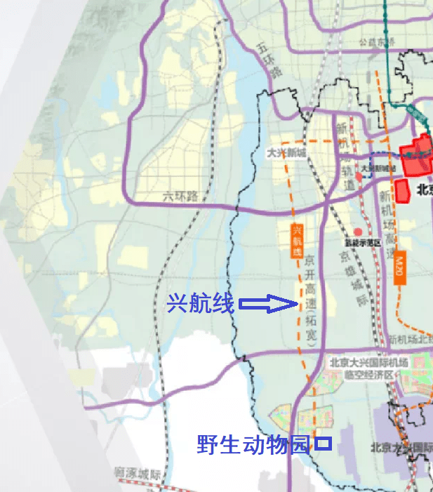 大兴机场附近的轨道线路不少,但榆堡地区确定的规划只有市郊铁路京九