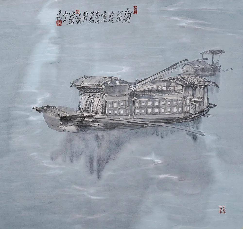 武建闯/忆南湖印象—红船/中国画