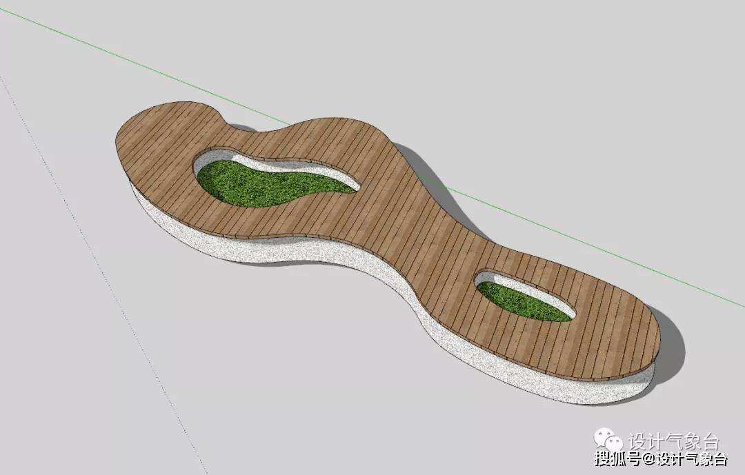 曲线形座椅su模型简约型座椅su模型户外座椅su模型长条坐凳su模型种植