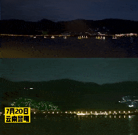 在滇池大坝会堂位置以150°人眼可视范围对草海西岸区域进行景观灯光