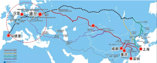 中欧铁路线路图
